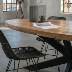 Mangohoutonline - Eettafel Tulsa 180x100cm Ovaal - Bruin - Mahom