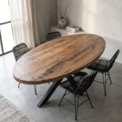 Mangohoutonline - Eettafel Tulsa 210x100cm Ovaal - Bruin - Mahom