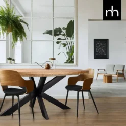 Mangohoutonline - Eettafel Tulsa 220x110cm Ovaal - Bruin - Mahom