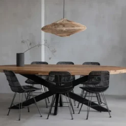 Mangohoutonline - Eettafel Tulsa 220x110cm Ovaal - Bruin - Mahom