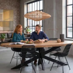 Mangohoutonline - Eettafel Tulsa 160x90cm Ovaal - Bruin - Mahom