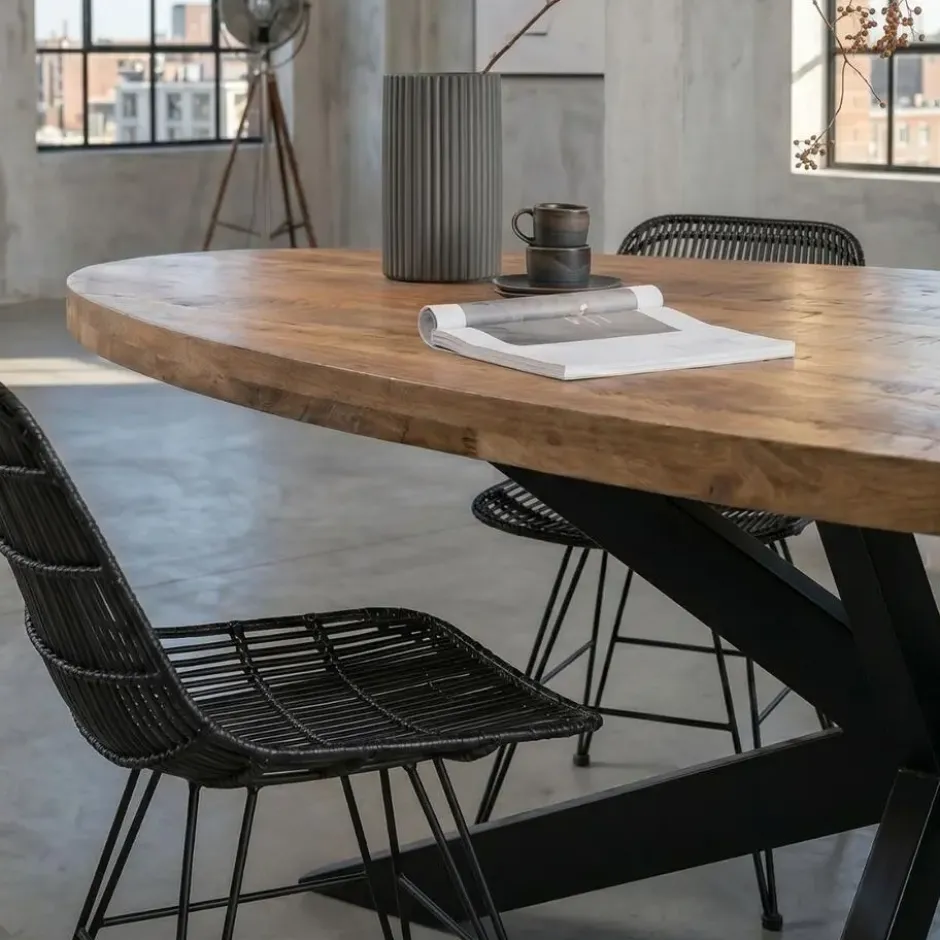Mangohoutonline - Eettafel Tulsa 160x90cm Ovaal - Bruin - Mahom