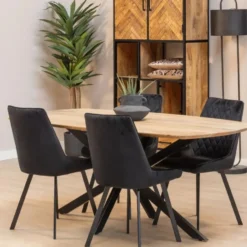 Mangohoutonline - Eettafel Vicenza Deens 240x110cm Ovaal Bruin