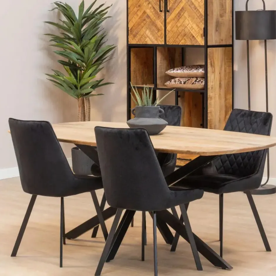 Mangohoutonline - Eettafel Vicenza Deens 240x110cm Ovaal Bruin
