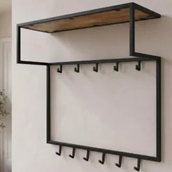 Mangohoutonline - Kapstok 78x30x85cm Rechthoekig - Bruin - Mahom