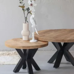 Mangohoutonline - Salontafel Glendale 90cm Rond - Bruin - Mahom