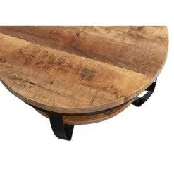 Mangohoutonline - Salontafel Bakersfield 65cm Rond - Bruin - Mahom