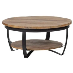 Mangohoutonline - Salontafel Bakersfield 90cm Rond - Bruin - Mahom