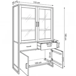 Mangohoutonline - Vitrinekast Britt 115cm Rechthoekig - Bruin - Mahom