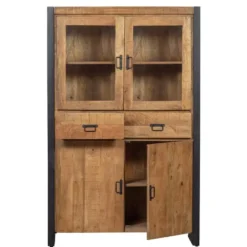 Mangohoutonline - Vitrinekast Britt 115cm Rechthoekig - Bruin - Mahom