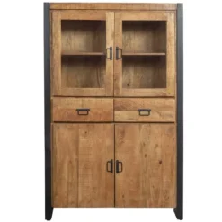 Mangohoutonline - Vitrinekast Britt 115cm Rechthoekig - Bruin - Mahom