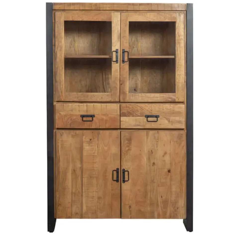 Mangohoutonline - Vitrinekast Britt 115cm Rechthoekig - Bruin - Mahom