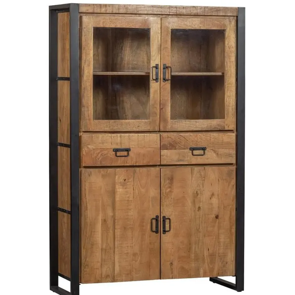 Mangohoutonline - Vitrinekast Britt 115cm Rechthoekig - Bruin - Mahom