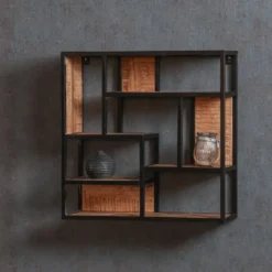 Mangohoutonline - Wandrek Vierkant 60x60cm Vierkant - Bruin - Mahom