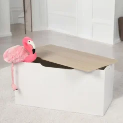MARBEAUX Opbergbox met Deksel Opberger Speelgoedbak 80x40cm Wit Opbergdoos