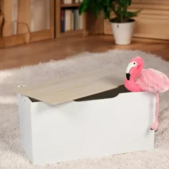 MARBEAUX Opbergbox met Deksel Opberger Speelgoedbak 80x40cm Wit Opbergdoos