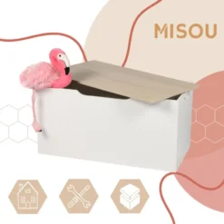MARBEAUX Opbergbox met Deksel Opberger Speelgoedbak 80x40cm Wit Opbergdoos