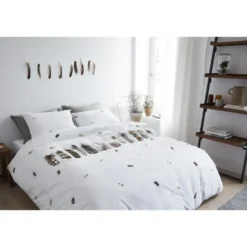 Marjolein Bastin dekbedovertrek Wild Feathers - wit - 200x200/220 cm