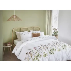 Marjolein Bastin dekbedovertrek Graceful bloemen - wit - 200x200/220 cm