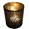 Mars & More Waxinelichthouder - zwart - glas - jaguar - 12 cm