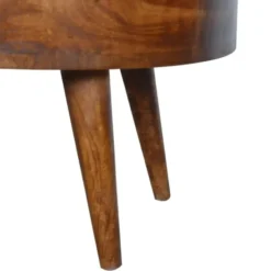 Massief Hout Chestnut Afgeronde Salontafel, 2 Lades, Donkerbruin