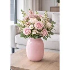Mega Collections Bloemenvaas - taupe - glas - D17 x H25 cm