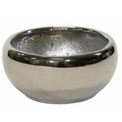 Mega Collections Bloempot Emperor - rond - zilver - D33 x H17 cm