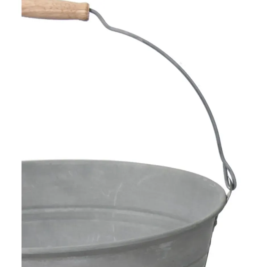 Mega Collections Emmer/plantenpot - zink - grijs - D27 x H15 cm