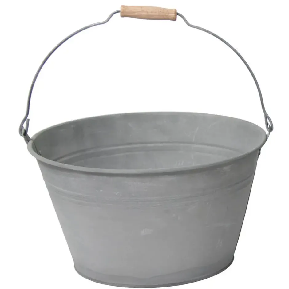 Mega Collections Emmer/plantenpot - zink - grijs - D27 x H15 cm