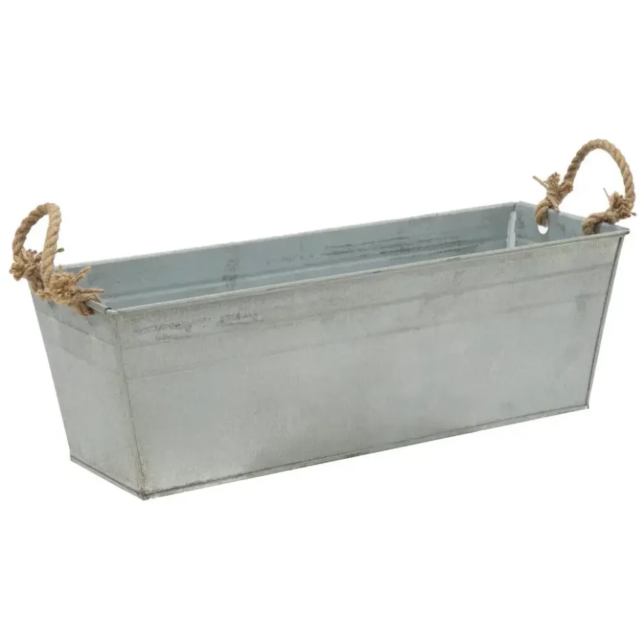 Mega Collections plantenbak/bloembak Farmer - balkon/terras -zink - zilver - L50