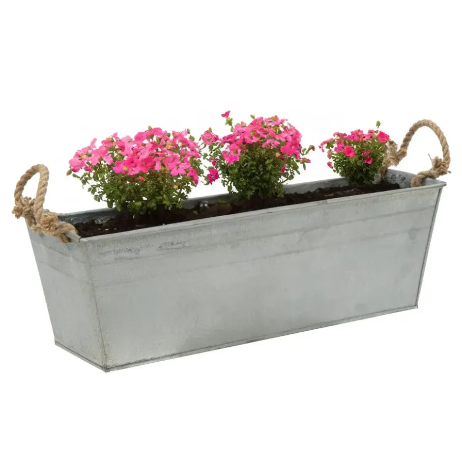 Mega Collections plantenbak/bloembak Farmer - balkon/terras -zink - zilver - L50