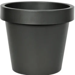 Mega Collections Plantenpot/bloempot - kunststof - zwart - D30 cm