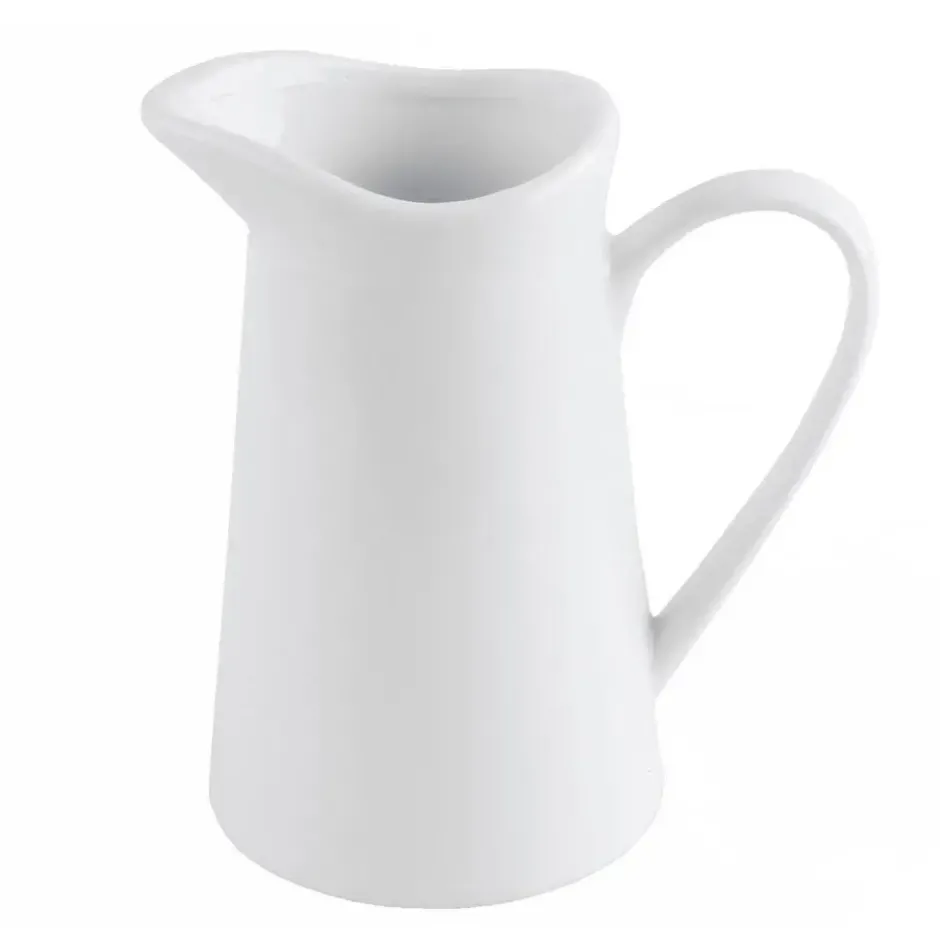 Melkkannetje/schenkkannetje saus - keramiek - wit - D8 x H11 cm