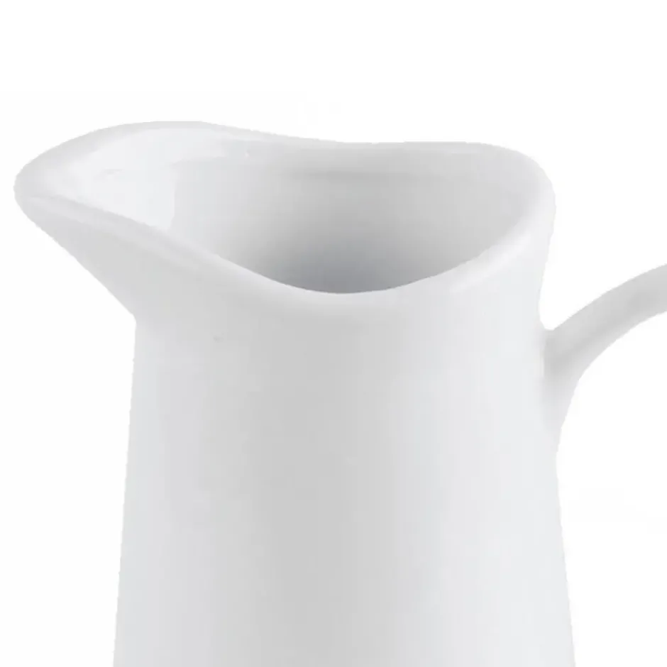 Melkkannetje/schenkkannetje saus - keramiek - wit - D8 x H11 cm
