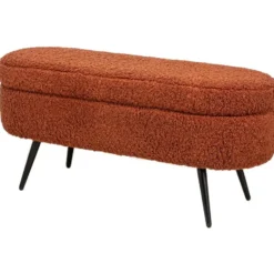 Metalen bank met terracotta krullen