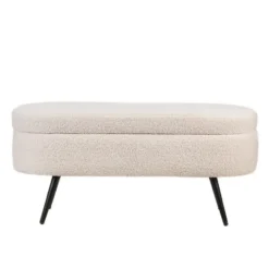 Metalen bank met witte krullen