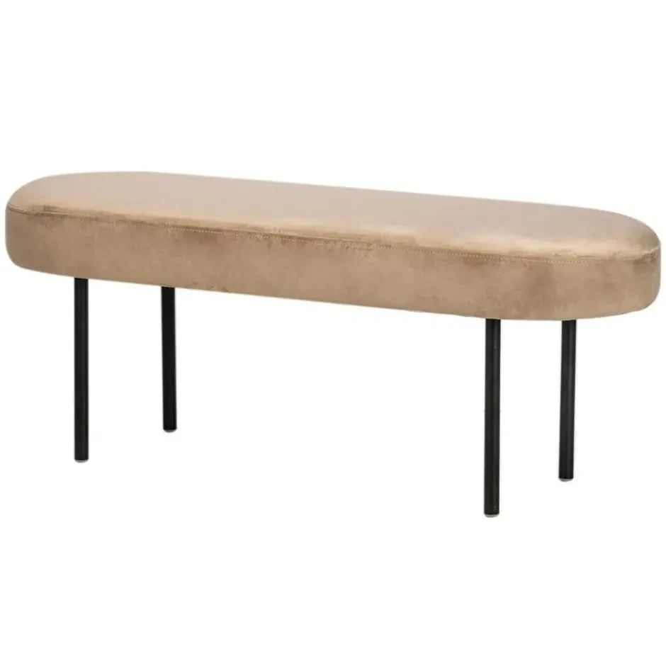 Metalen en fluwelen beige bank