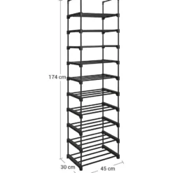 Metalen Schoenenrek met 10 Planken, Standplank, Multifunctioneel
