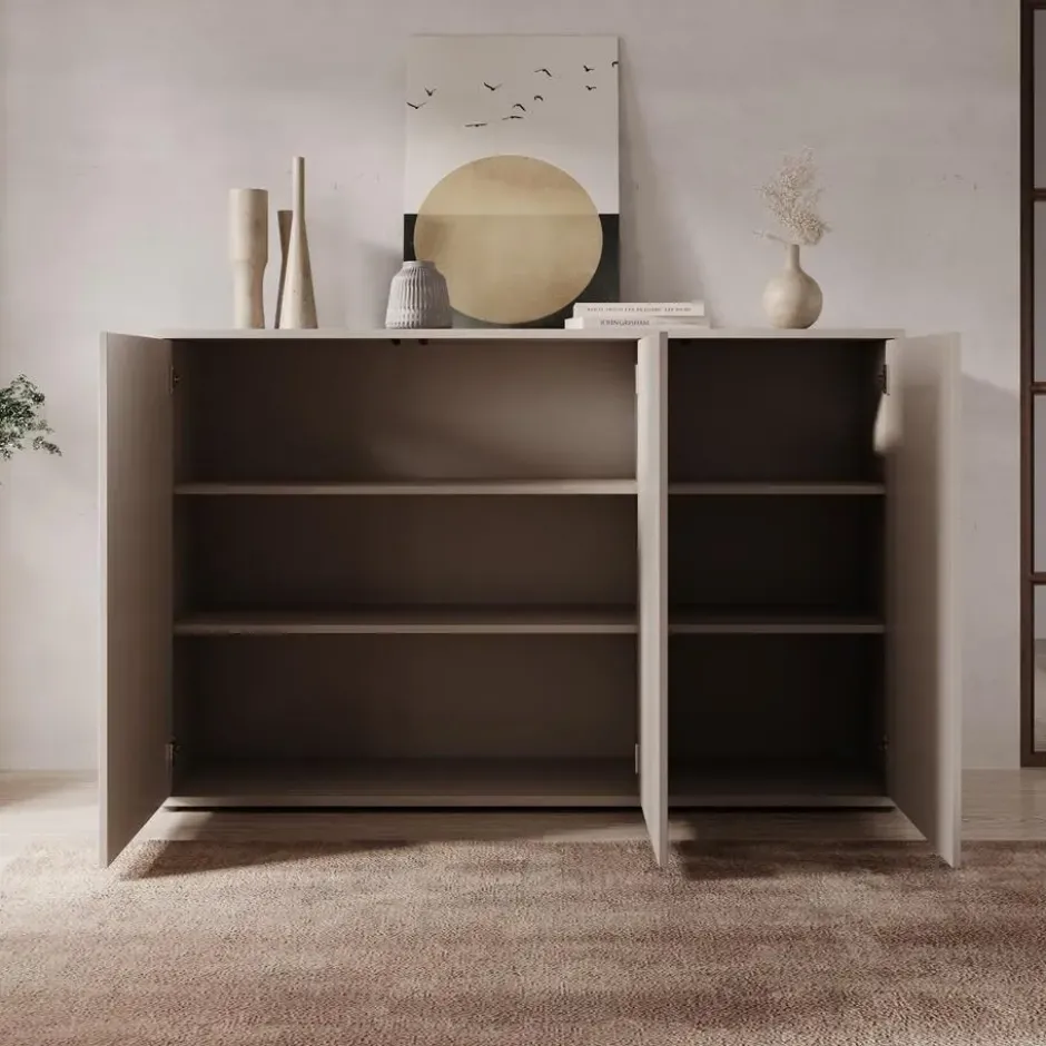Meubella - Amber - Dressoir - Beige - 154x35x99 cm