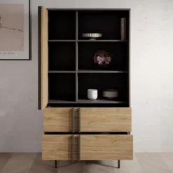 Meubella - Antigo - Boekenkast - Eiken/Antraciet - 83x43x155 cm