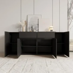 Meubella - Aroji - Dressoir - Zwart - 195x40x78 cm