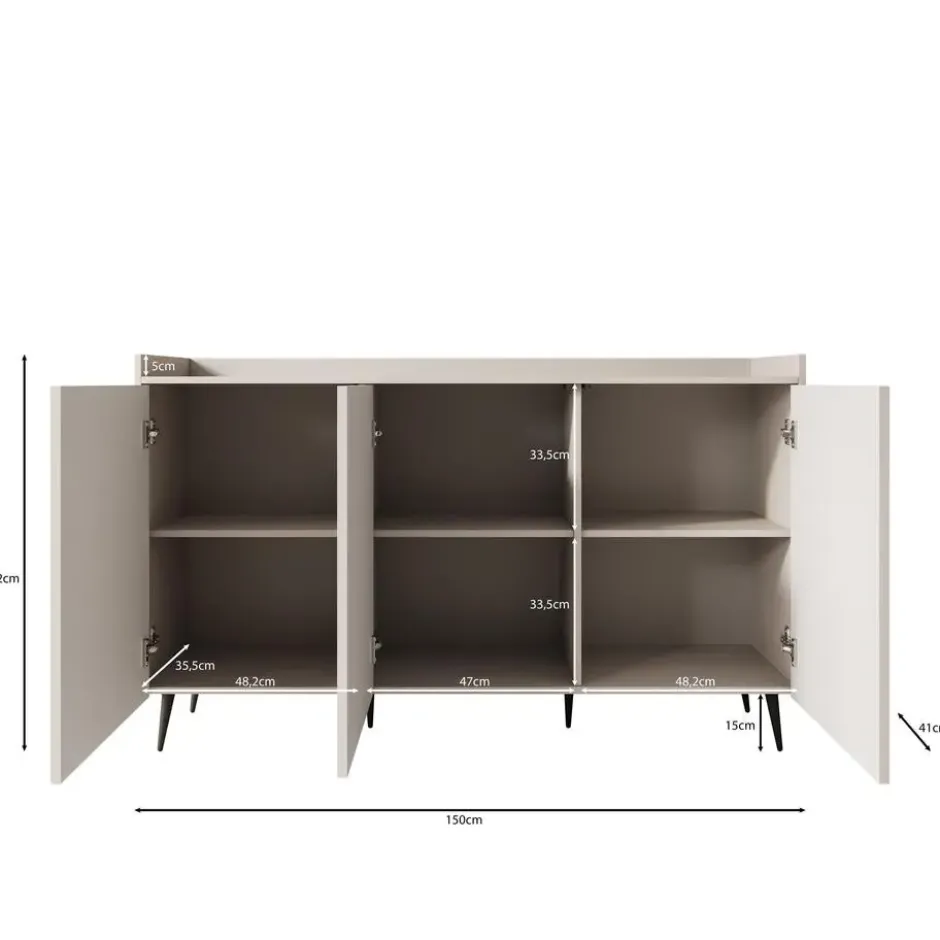 Meubella - Asty - Dressoir - Beige - 150x41x92 cm