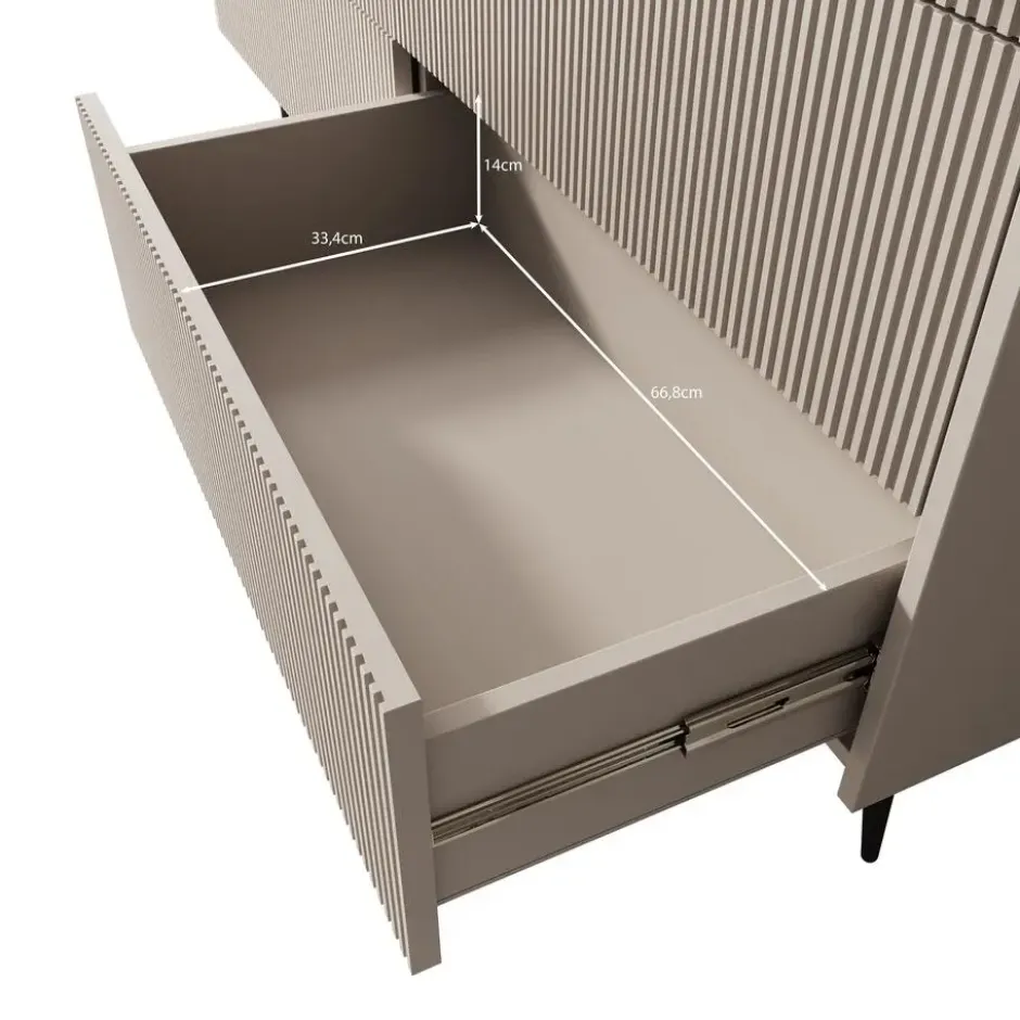 Meubella - Asty - Ladekast met 6 lades - Beige - 150x41x92 cm