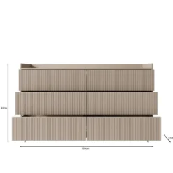 Meubella - Asty - Ladekast met 6 lades - Donker eiken - 150x41x92 cm