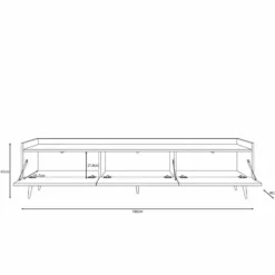 Meubella - Asty - TV-Meubel - Donker eiken - 180 cm