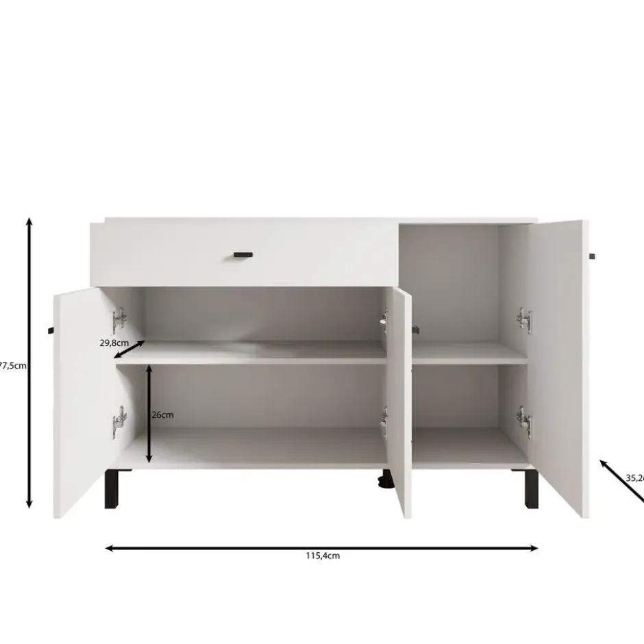 Meubella - Avellio - Dressoir - Eikenpatroon - 116x35x78 cm