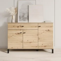 Meubella - Avellio - Dressoir - Eikenpatroon - 116x35x78 cm