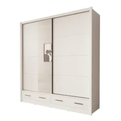 Meubella - Azul - Kledingkast met schuifdeuren - Wit - 205x60x216 cm