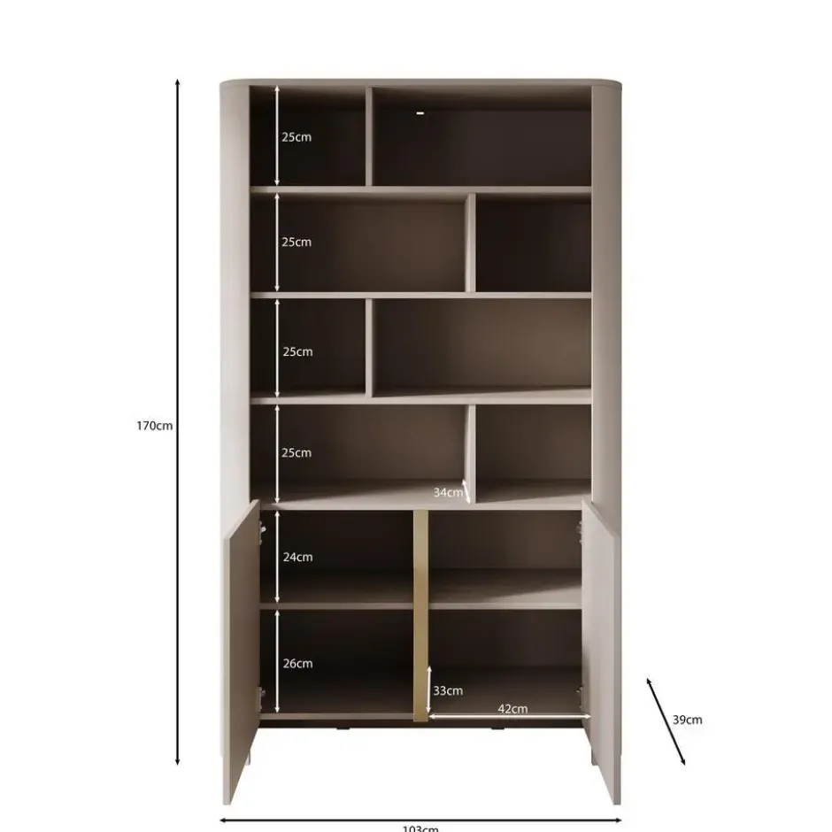 Meubella - Barbados - Boekenkast - Eiken - 103x39x170 cm