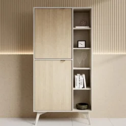 Meubella - Boekenkast Essence - Beige - Licht eiken - 80 cm